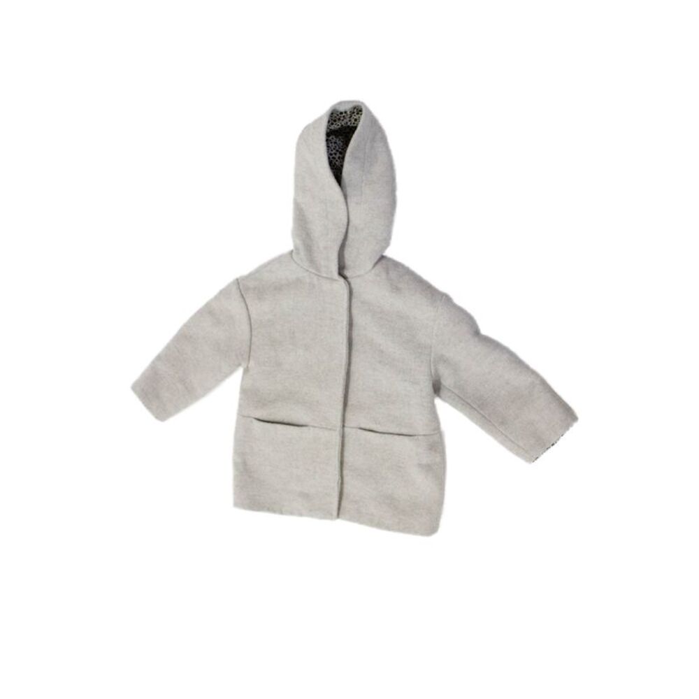 Zara Childrens Girls Hooded Button Down Coat Beige Size 3-4